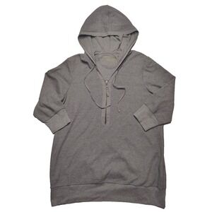 AVENUE Women Size 14/16 Gray 1/2 Zip + 3/4 Sleeve Thermal Hoodie NEW‎